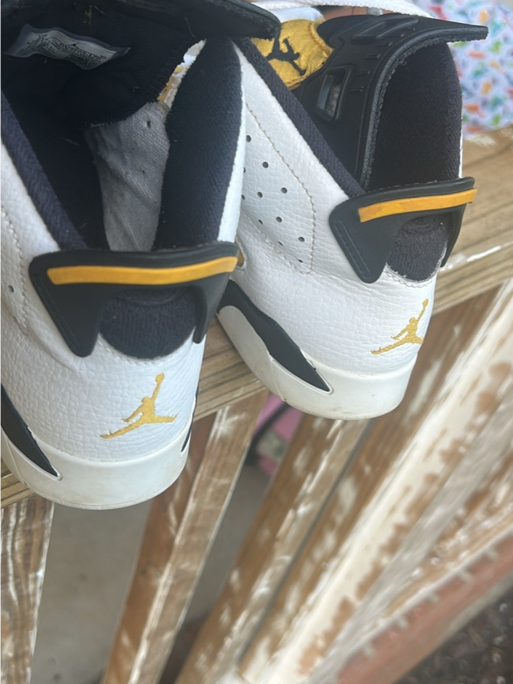 Jordan Kids White and Yellow High-Top Sneakers